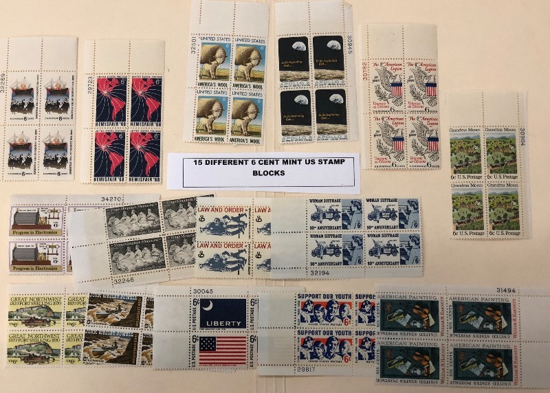 (15) Different Mint US Stamp Blocks...
