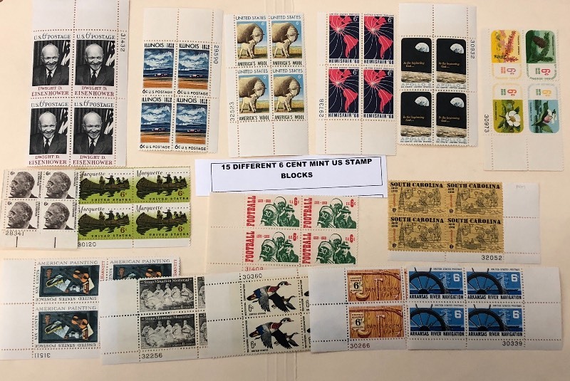 (15) Different Mint US Stamp Blocks...