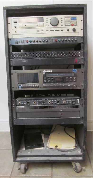 lot 48 image: Panasonic SV-3700 professional digital audio tape deck, Yamaha complimiter GC 2020, 8.0 power distribution center, Alesis 8 track digital audio recorde, Mackie 220 watt power supply