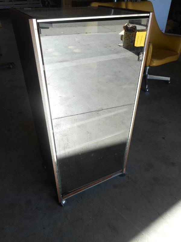 lot 11 image: Rolling Media Cabinet