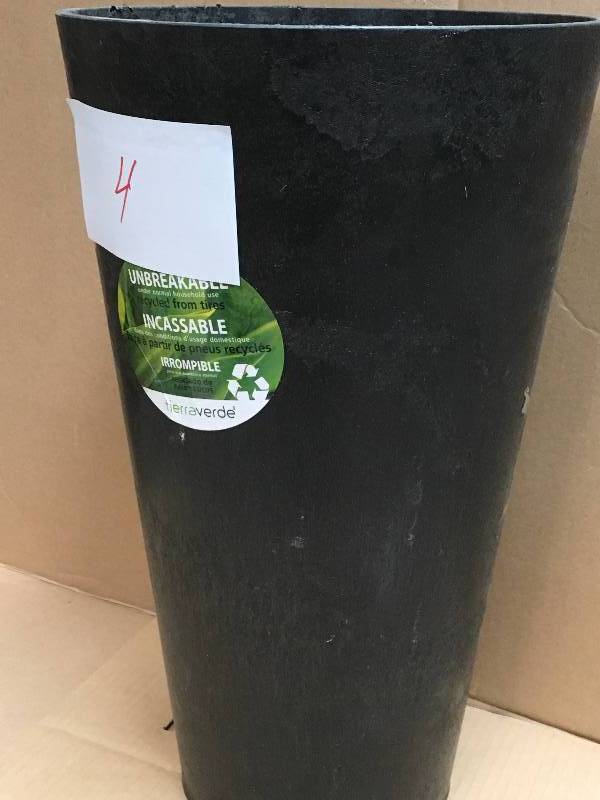 lot 4 image: Concerto 12 in. W x 20 in. H Round Slate Rubber Self-Watering Planter