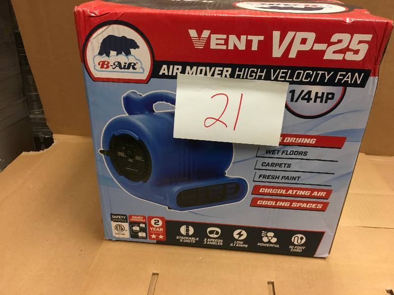 lot 21 image: B-Air VP-25 14 HP Air Mover Carpet Dryer Blower Floor Fan  in good condition