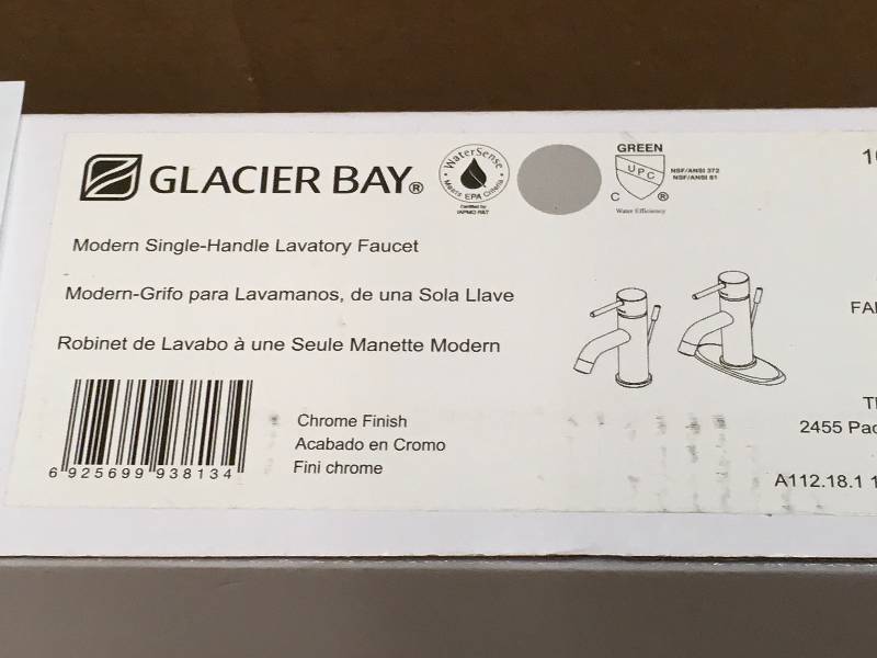 lot 27 image: Glacier Bay Modern 4 in. Centerset Bathroom Faucet with Pop-Up Assembly Chrome in good conditions
