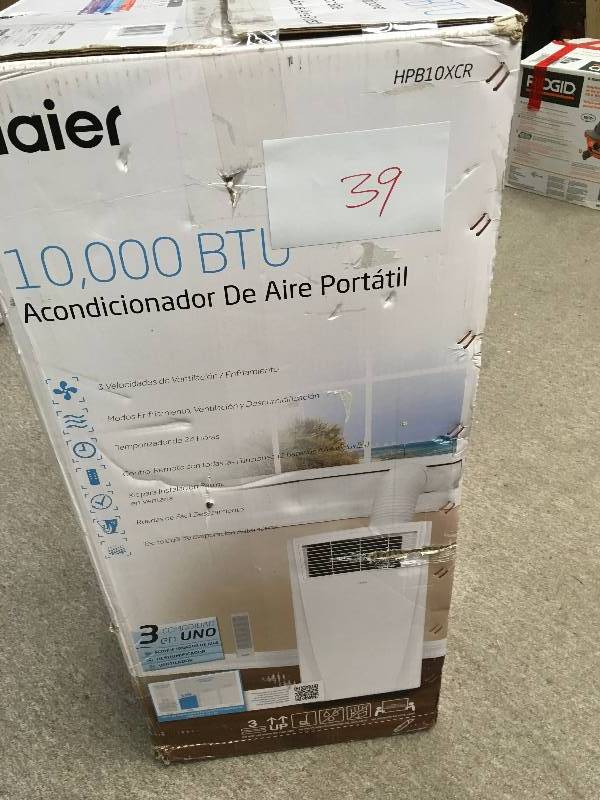 lot 39 image: Haier 10,000 BTU Portable 3 Speed Air Conditioner with Dehumidifier HPB10XCR in working conditions