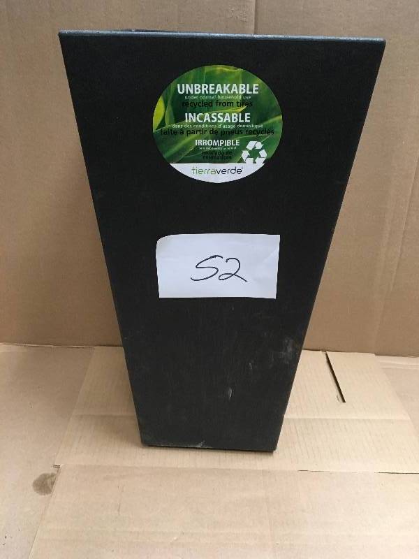 lot 52 image: TIERRA VERDE 10 in. x 20 in. Slate Rubber Self-Watering Planter in good conditions