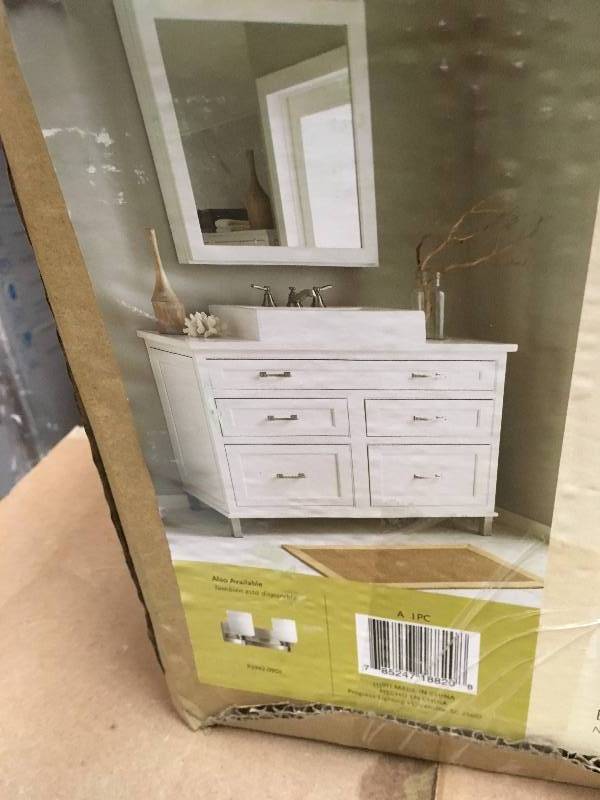 lot 53 image: Orbitz Collection 21.75 in. 3-Light Brushed Nickel Bathroom Vanity Light with Glass Shades not used
