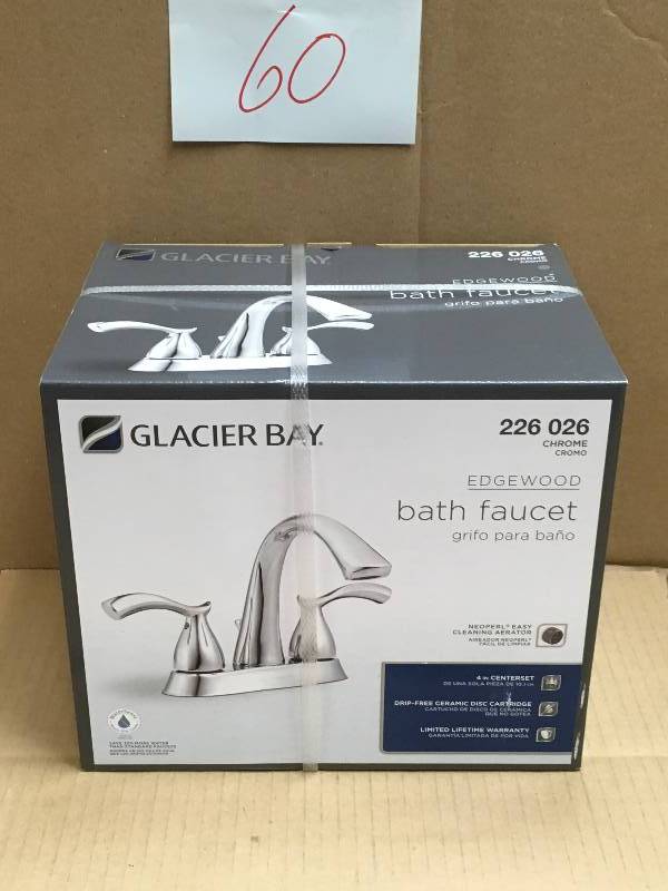 lot 60 image: Edgewood 4 in. Centerset 2-Handle High-Arc Bathroom Faucet in Chrome new
