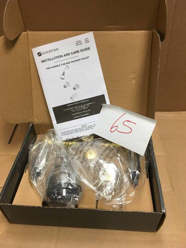 lot 65 image: Glacier Bay Aragon 2-Handle 1-Spray WaterSense Shower Faucet in Chrome (Valve Included) not used