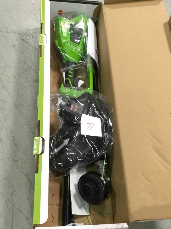 lot 71 image: G-MAX 40-Volt Electric Cordless DigiPro Lithium-Ion String Trimmer - Battery and Charger Not Included in working conditions