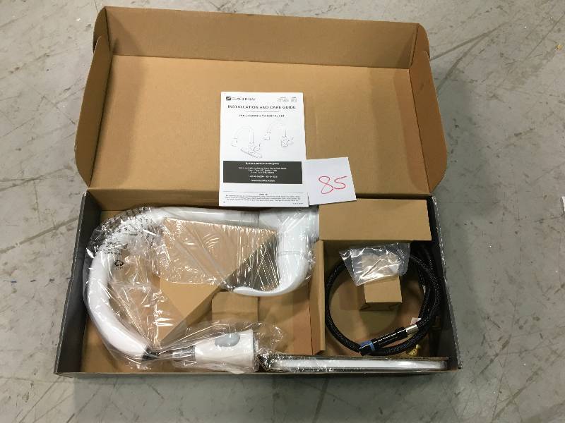 lot 85 image: Glacier Bay  Market Single-Handle Pull-Down Sprayer Kitchen Faucet in White in ghood conditions