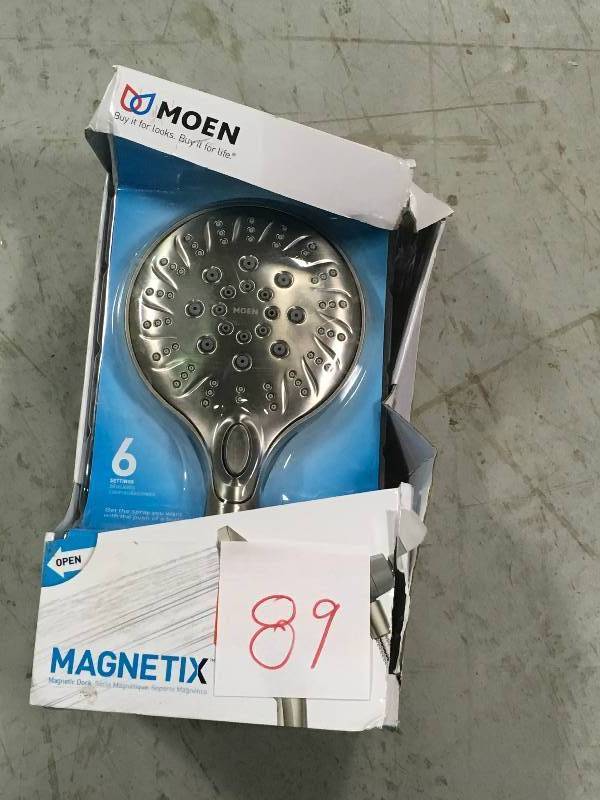 lot 89 image: Moen 26602SRN Attract 6-Spray 5.5 in. Hand Shower in Spot Resist Brushed Nickel in good conditions