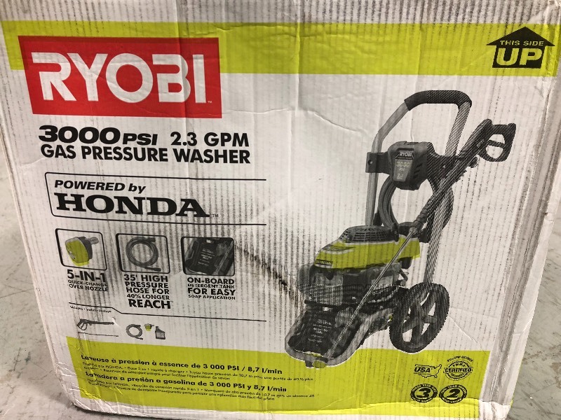 lot 114 image: Ryobi 3000-PSI 2.3-GPM Honda Gas Pressure Washer in working conditions