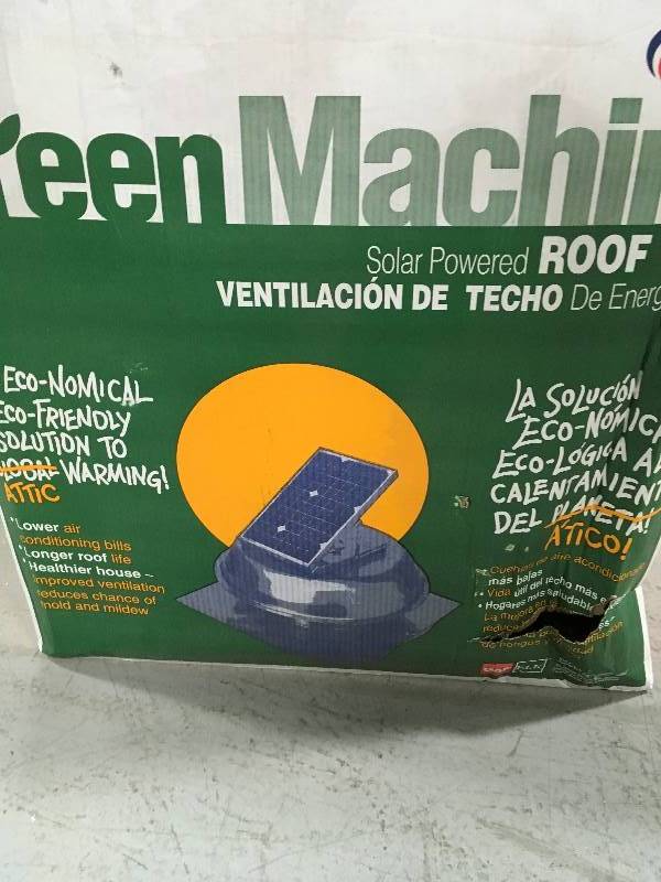 lot 7 image: Master Flow 500 CFM Solar Powered Roof Mount Exhaust Fan not used in good condition