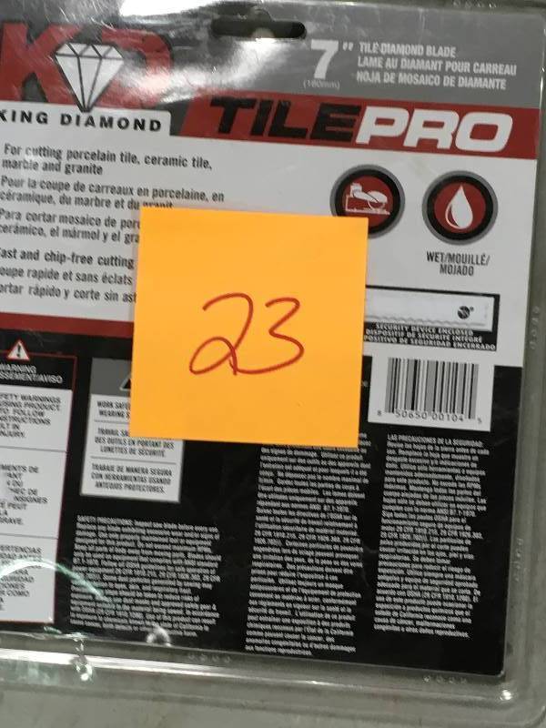 lot 23 image: KING DIAMOND 7 in. Diamond Tile Circular Saw Blade  in good condition