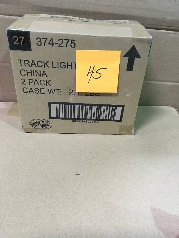 lot 45 image: Hampton Bay 75-Watt PAR30 Perforated Double Arm Gimbal Fixture  CASE  OF 2 PACK new