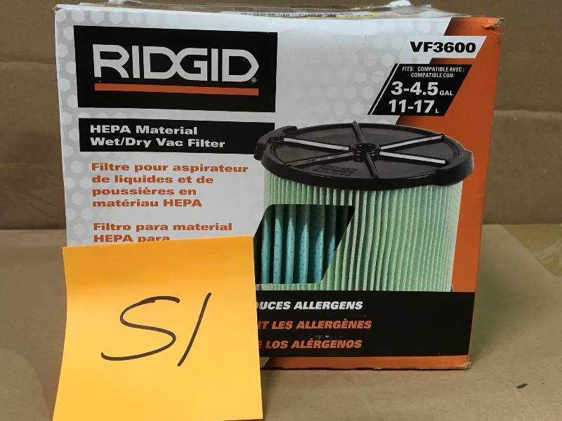 lot 51 image: Ridgid 5-Layer Allergen Pleated Paper Filter for 3.0 Gal. to 4.5 Gal. for RIDGID WetDry Vacs not used in good condition