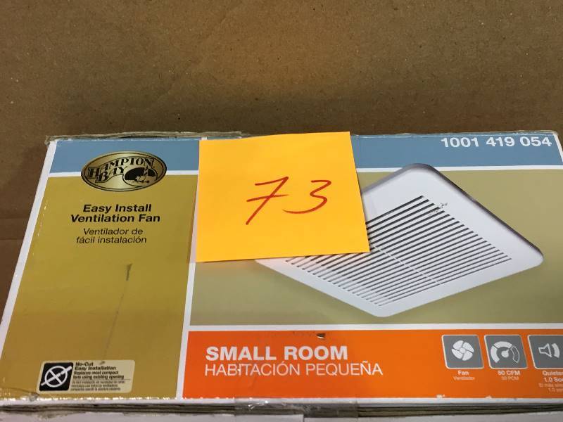 lot 73 image: Hampton Bay 50 CFM Ceiling Bathroom Exhaust Fan not used in good condition