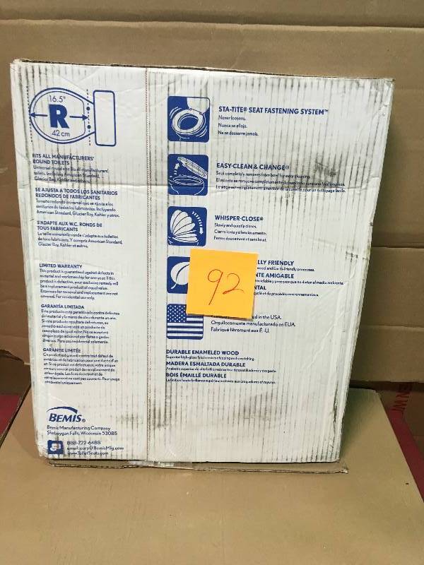 lot 92 image: Bemis 7M570SLOW 346 Slow Close Lift Off Flip Cap Round Closed Front Toilet Seat, BiscuitLinen not used in good condition
