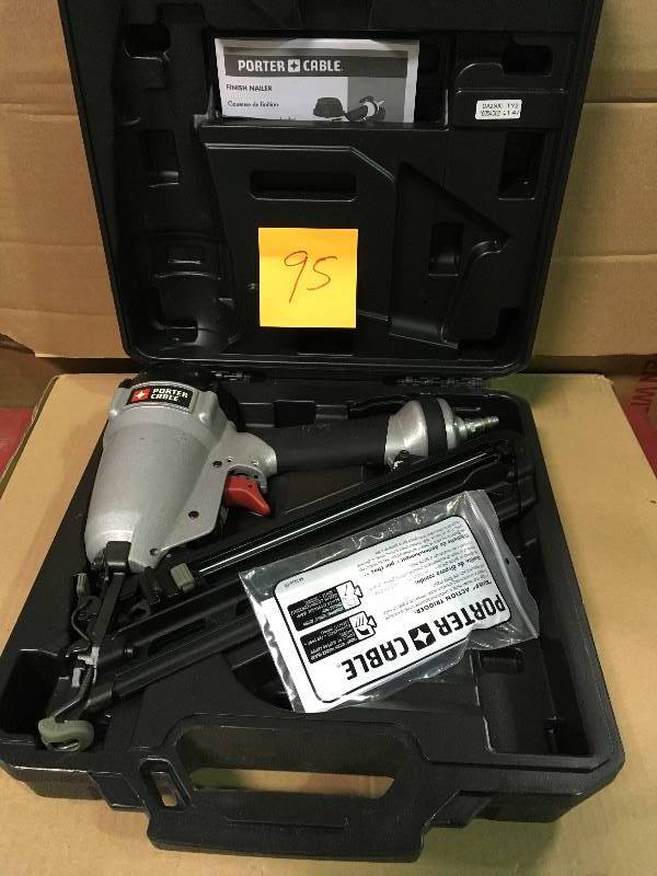 lot 95 image: Porter-Cable 15-Gauge Pneumatic 2-12 in. Angled Nailer Kit in good condition