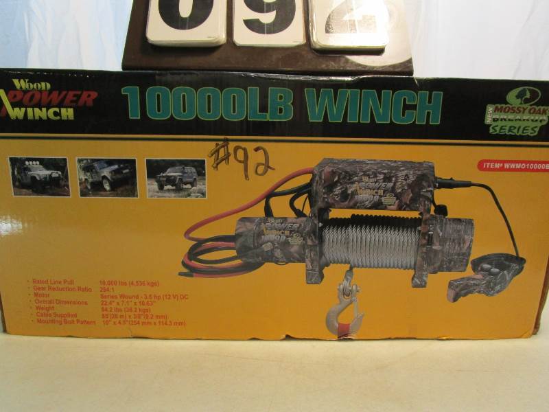 lot 92 image: Wood Power 10,000 lb Mossy Oak Breakup Series Winch