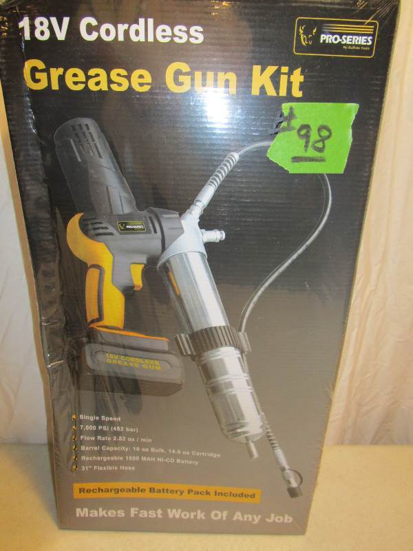 lot 98 image: 18V Cordless Grease Gun Kit