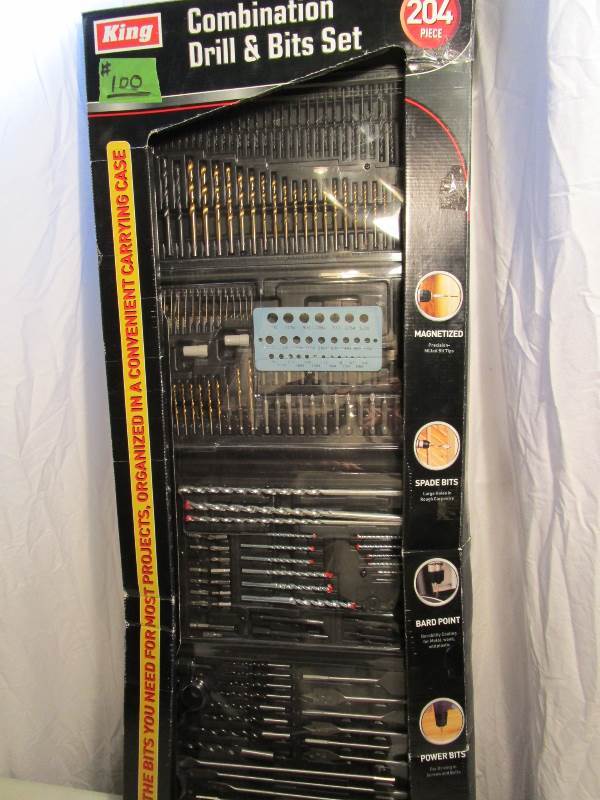 lot 100 image: Combination Drill & Bit Set - 204 pc