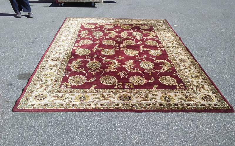 lot 7 image: Dynasty Red Kashan Heavy Plush Wool Pile Rug (8 Ft x 11 Ft) With Separate Non Slip Rug Pad