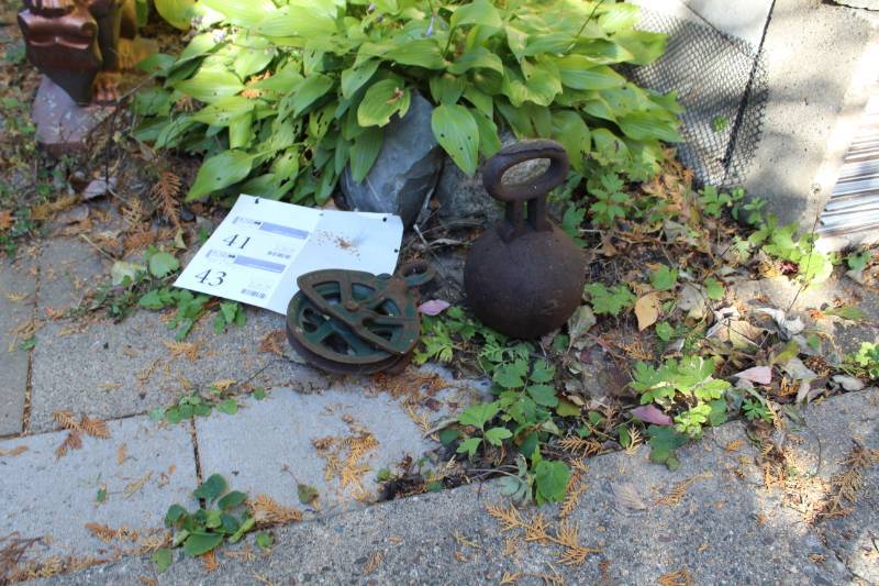 Vintage Kettle Bell, Metal Pulley