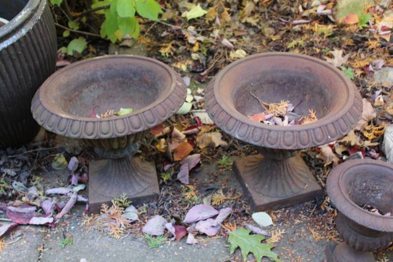 Lot of (2) Cast Iron Planters