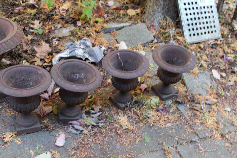Lot of (4) Cast Iron Planters