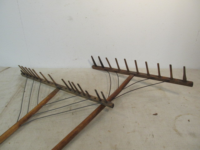 lot 35 image: Pair of Antique Primitive Hay Rakes