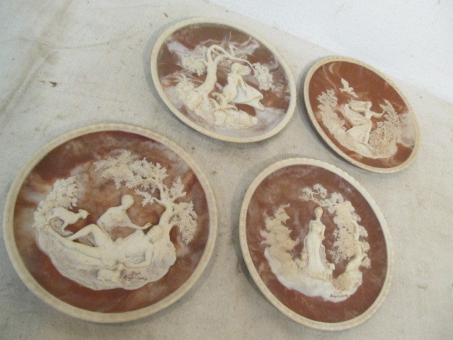 lot 36 image: 4 Vintage INCOLAY Stone 10 Plates