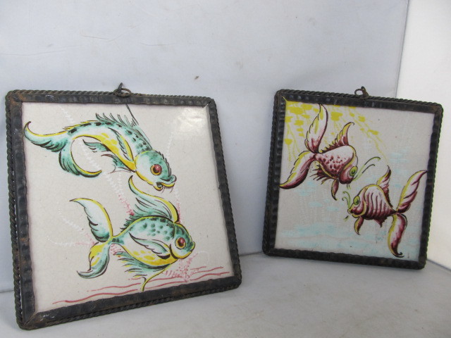lot 19 image: Pair of Vintage RAMOS REJANO Art Pottery Tiles