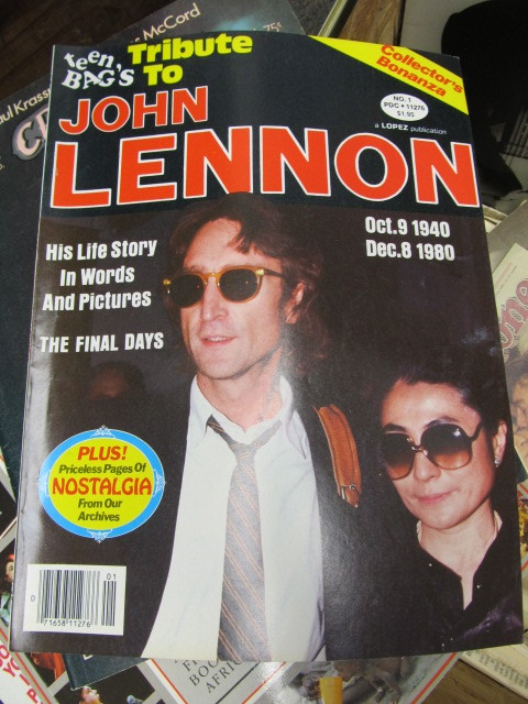 lot 26 image: HUGE Lot of Vintage JOHN LENNON Beatles Memorial Tribute Magazines etc
