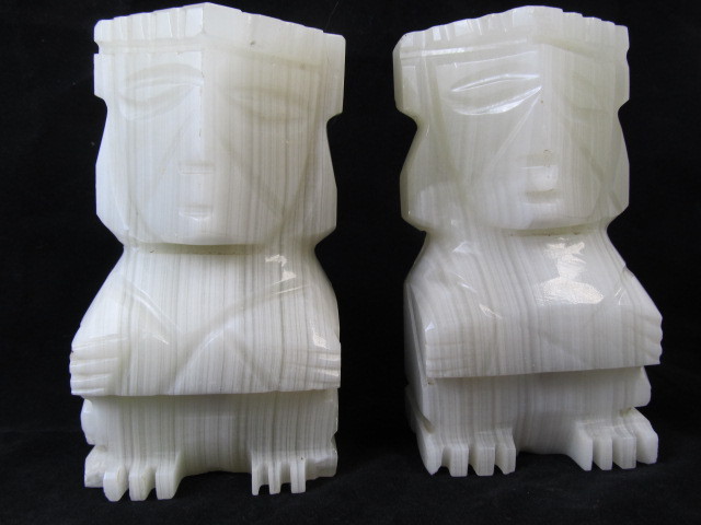 lot 115 image: Pair of Vintage Mayan Style Onyx Bookends