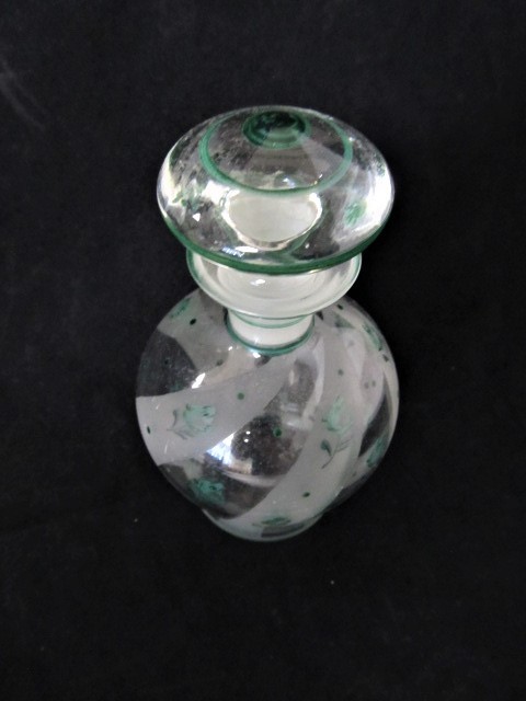 lot 104 image: Old Vintage Czechoslovakian Small Hand Painted Crystal Decanter