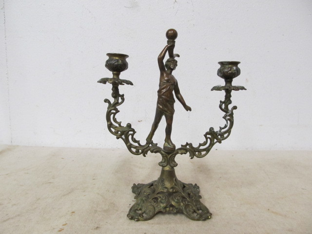 lot 76 image: Antique BrassBronze Figural Cherub Candle Stand