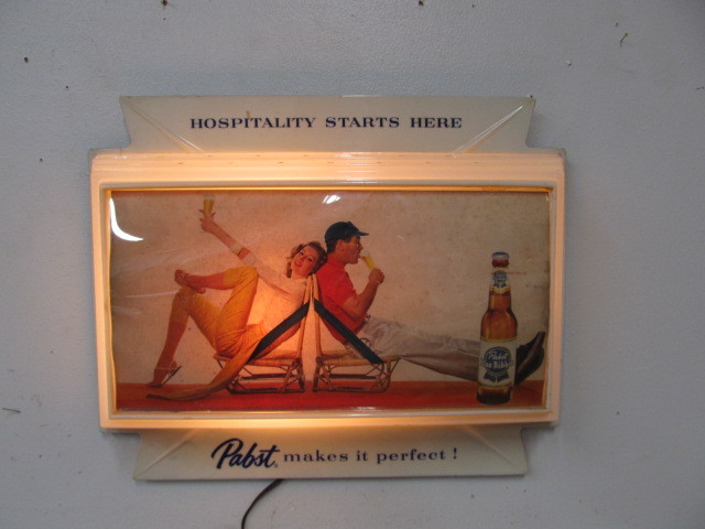 lot 95 image: working Vintage 1957 PABST Blue Ribbon Lighted Beer Sign