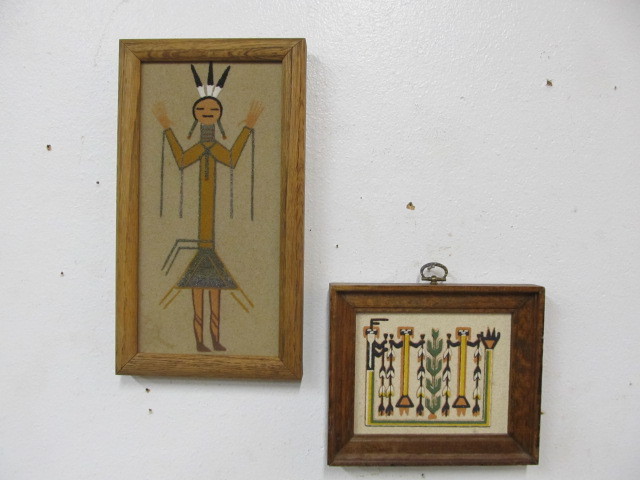 lot 128 image: Signed Vintage Southwestern Sand Art Framed Pictures