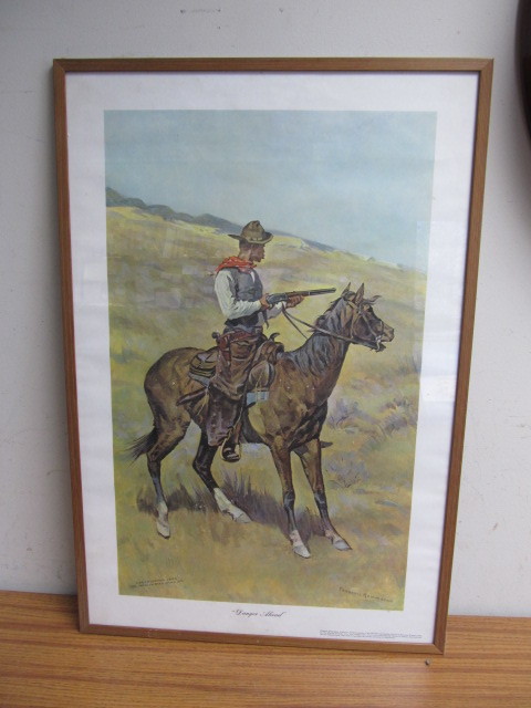 lot 156 image: Vintage FREDERIC REMINGTON Framed Western Print