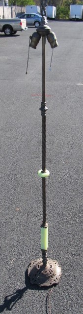 lot 164 image: Beautiful Vintage Deco Wrought Iron Green Onyx Floor Lamp