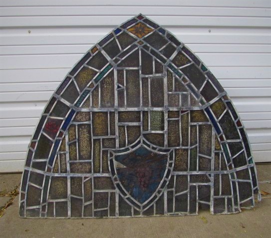 lot 2 image: Antique Stained Glass Church Steeple Window