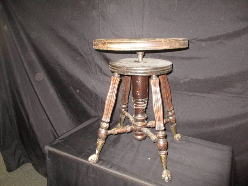 Old Piano Bench Adjustable Claw Feet