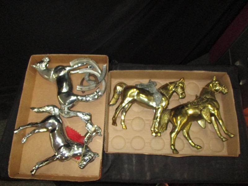 Various Chrome Plated, and Gold Colored Horses See Pictures