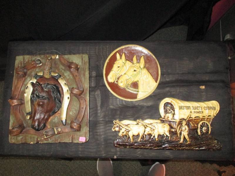 3 Chalkware  Horse Wall Dcor