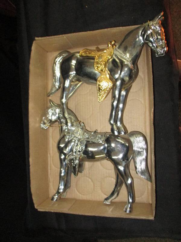 Horse Statues, Chrome Plated