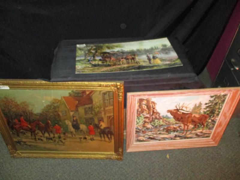 3 Pictures  of Horses and People,To the Hounds, Elk