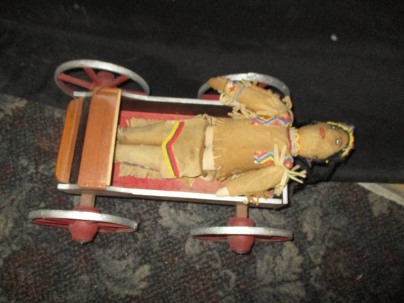 Wagon and Native American Doll