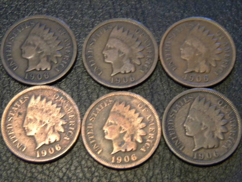 6 1906 Indian Head Pennies