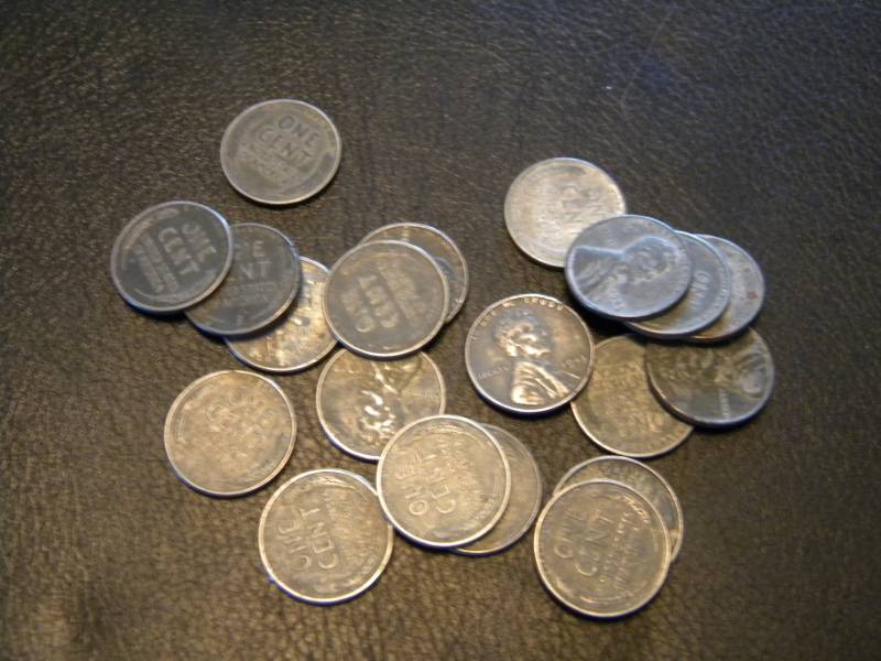 20 1943 Steel Wheat back Pennies